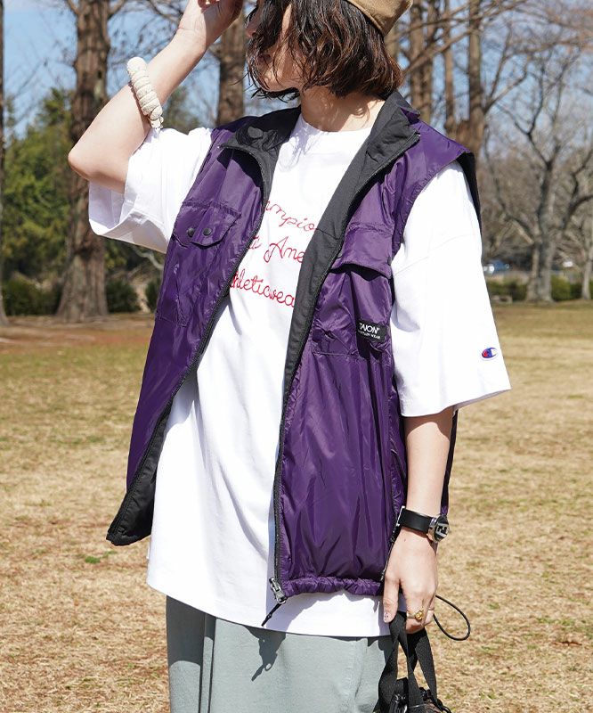 TAION｜NON DOWN MOUNTAIN REVERSIBLE W-JIP VEST [[TAION-R002WZNDMT]][D]