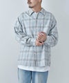 Barns｜Indigo Cotton Faded Check Shirt 長袖チェックシャツ[[BR-25139]][D]