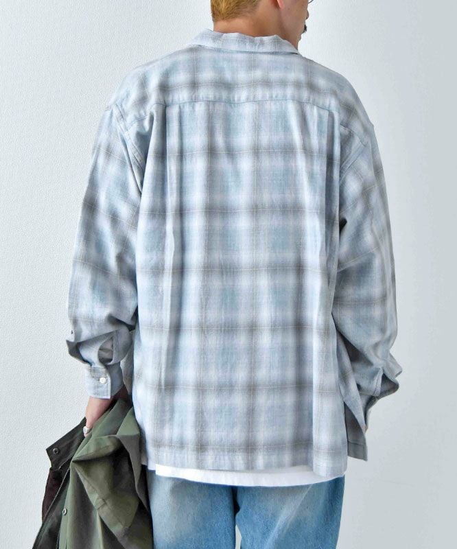 Barns｜Indigo Cotton Faded Check Shirt 長袖チェックシャツ[[BR-25139]][D]