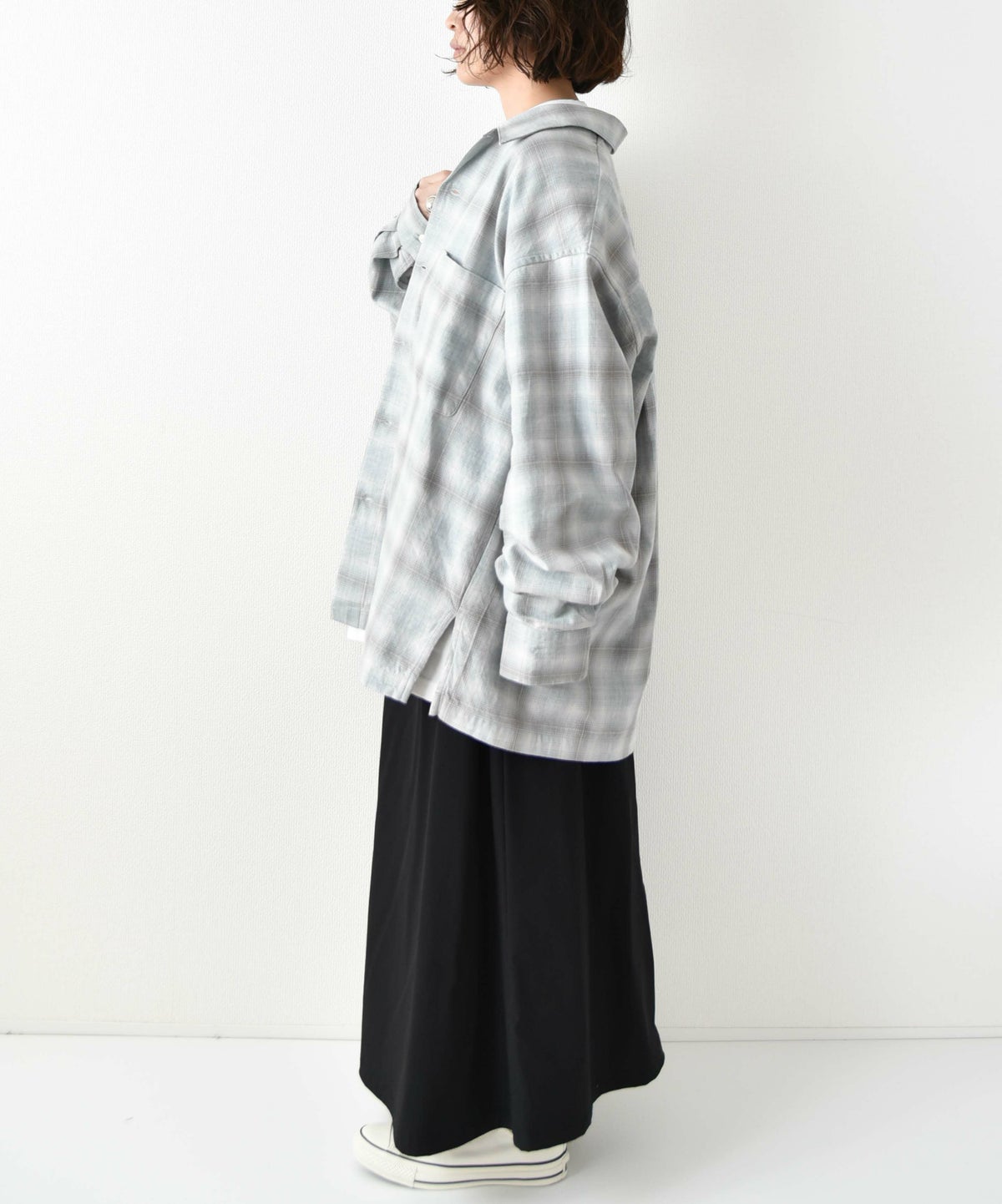 Barns｜Indigo Cotton Faded Check Shirt 長袖チェックシャツ[[BR-25139]][D]