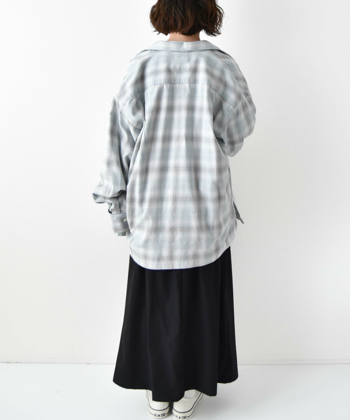 Barns｜Indigo Cotton Faded Check Shirt 長袖チェックシャツ[[BR-25139]][D]