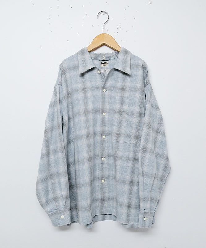 Barns｜Indigo Cotton Faded Check Shirt 長袖チェックシャツ[[BR-25139]][D]