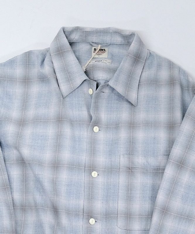 Barns｜Indigo Cotton Faded Check Shirt 長袖チェックシャツ[[BR-25139]][D]
