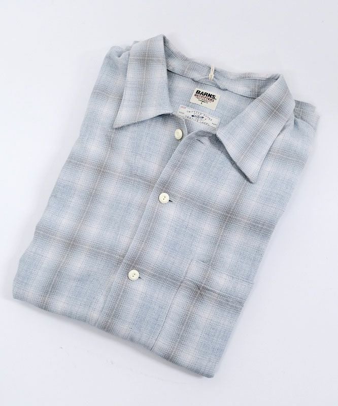 Barns｜Indigo Cotton Faded Check Shirt 長袖チェックシャツ[[BR-25139]][D]