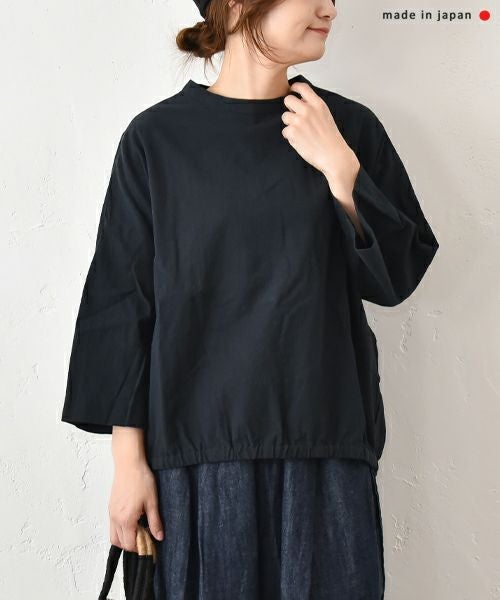  prit｜リネンコットンボイル7分袖裾ゴムコクーンプルオーバー [[P81511]][C]