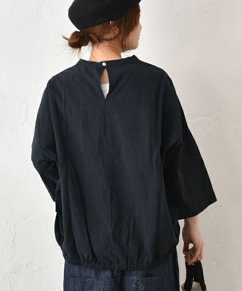  prit｜リネンコットンボイル7分袖裾ゴムコクーンプルオーバー [[P81511]][C]