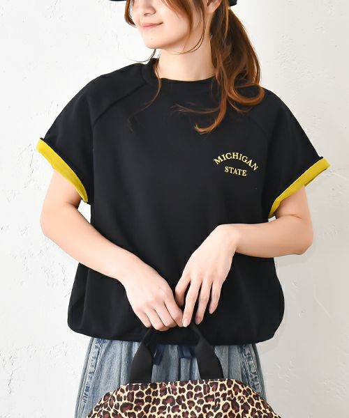 Gives a sense of fullment｜配色ラグラン半袖スウェット [[851324]][C]