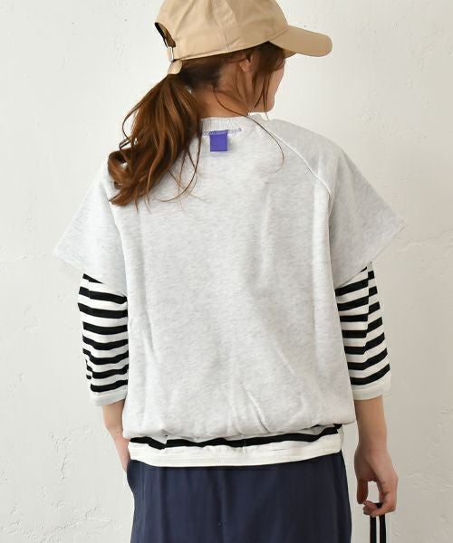 Gives a sense of fullment｜配色ラグラン半袖スウェット [[851324]][C]