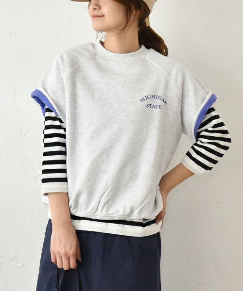 Gives a sense of fullment｜配色ラグラン半袖スウェット [[851324]][C]