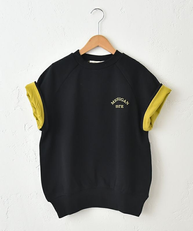 Gives a sense of fullment｜配色ラグラン半袖スウェット [[851324]][C]