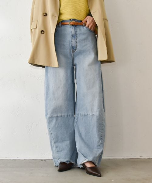 HUMS｜裾ダメージカーブデニムパンツ [[C-5066]][C]