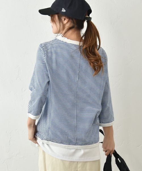 and quarter｜ボーダー7分袖カットソー [[MA-051]][C]