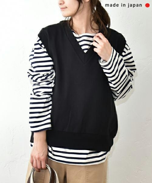 her.｜天竺Vネックベスト [[661024]][C]