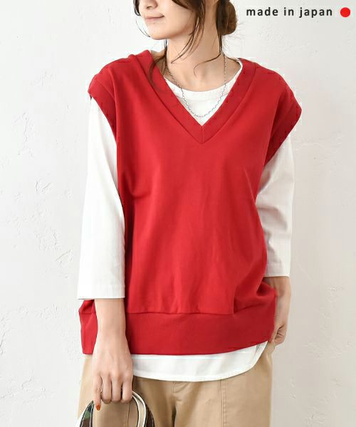 her.｜天竺Vネックベスト [[661024]][C]