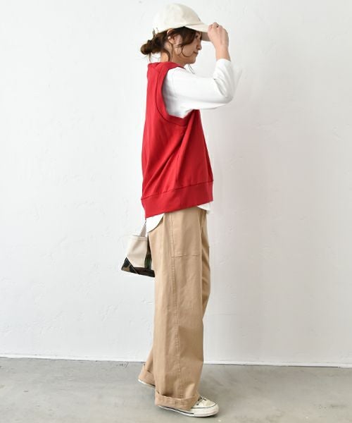 her.｜天竺Vネックベスト [[661024]][C]