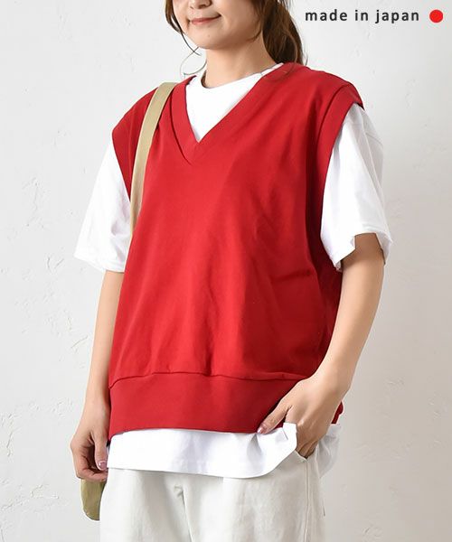 her.｜天竺Vネックベスト [[661024]][C]