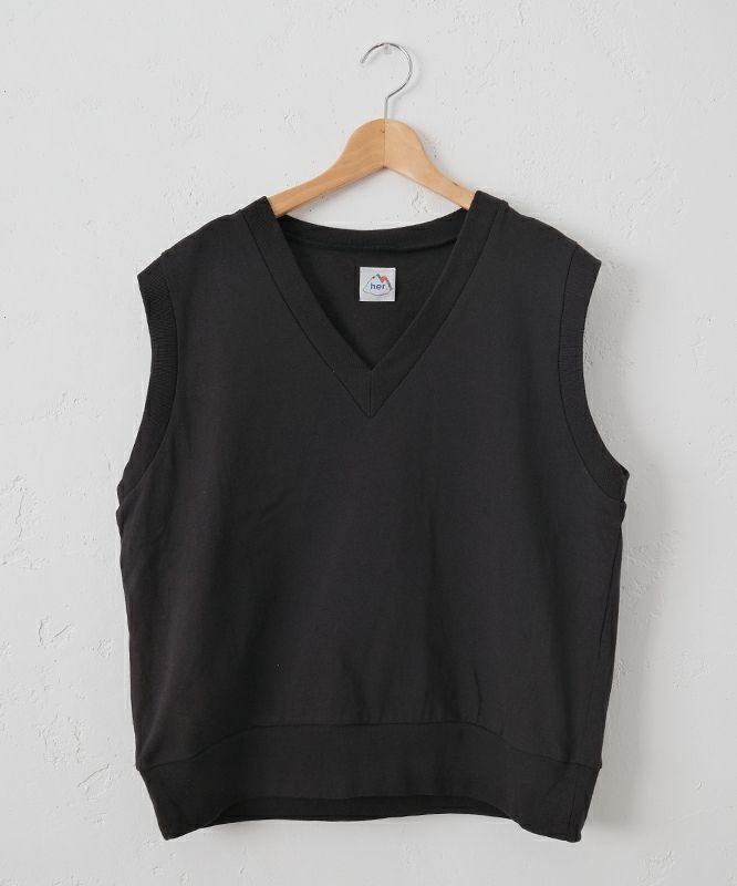 her.｜天竺Vネックベスト [[661024]][C]