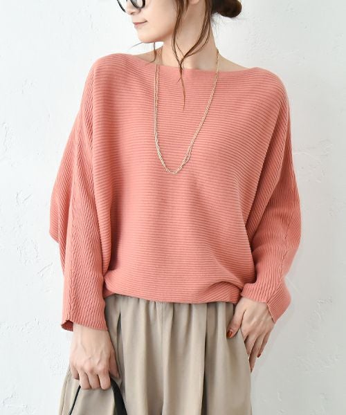 HUMS｜ボートネックリブドルマンプルオーバー [[10070122]][C]