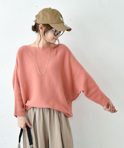 HUMS｜ボートネックリブドルマンプルオーバー [[10070122]][C]