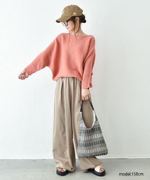 HUMS｜ボートネックリブドルマンプルオーバー [[10070122]][C]