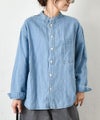 Our.｜ノーカラー綿麻デニムシャツ [[131184H]][C]