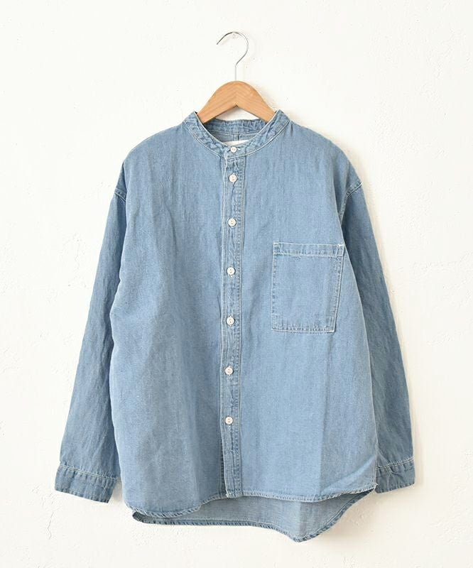 Our.｜ノーカラー綿麻デニムシャツ [[131184H]][C]