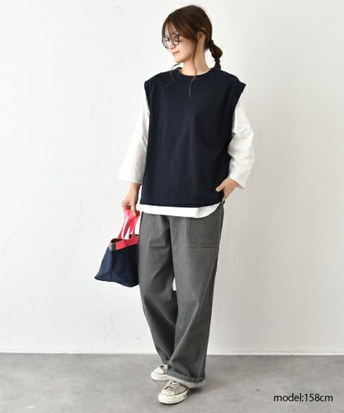 her.｜ミニ裏毛バックロゴベスト [[131296H]][C]