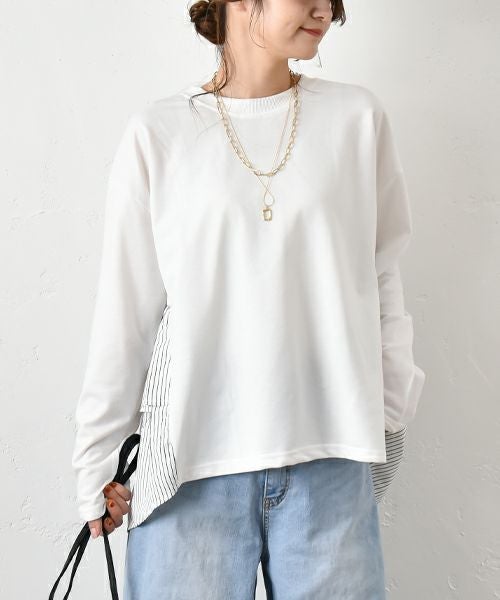 HUMS｜布帛切り替えカットソー [[200152]][C]