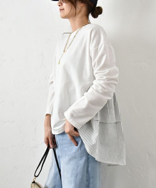 HUMS｜布帛切り替えカットソー [[200152]][C]