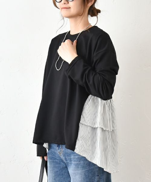 HUMS｜布帛切り替えカットソー [[200152]][C]