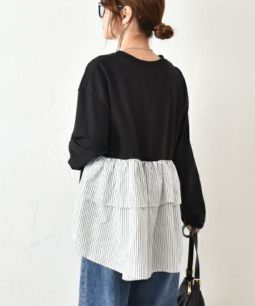 HUMS｜布帛切り替えカットソー [[200152]][C]