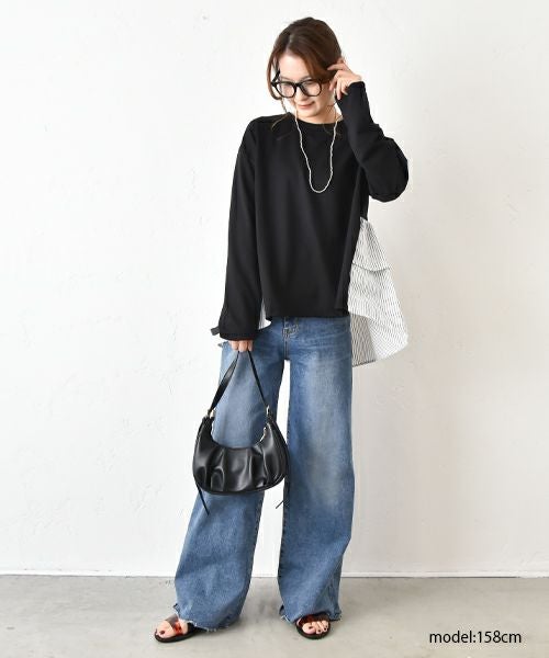 HUMS｜布帛切り替えカットソー [[200152]][C]