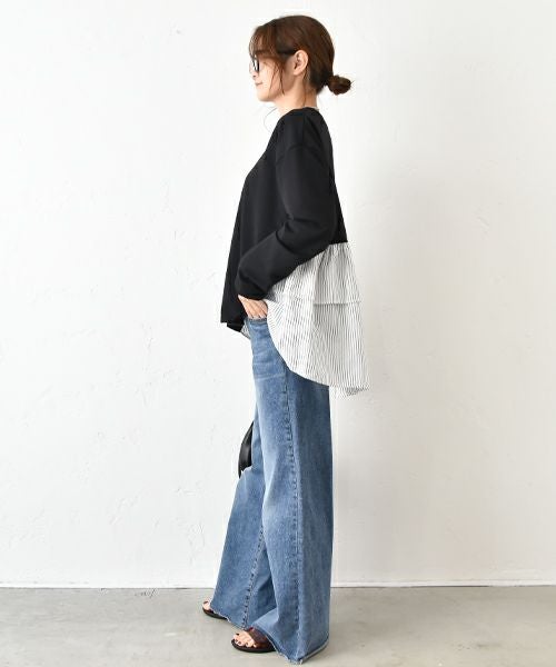 HUMS｜布帛切り替えカットソー [[200152]][C]