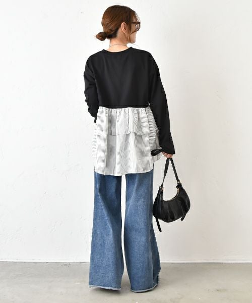 HUMS｜布帛切り替えカットソー [[200152]][C]