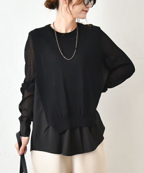 HUMS｜異素材切り替えニット [[700152]][C]