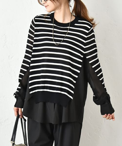 HUMS｜異素材切り替えニット [[700152]][C]