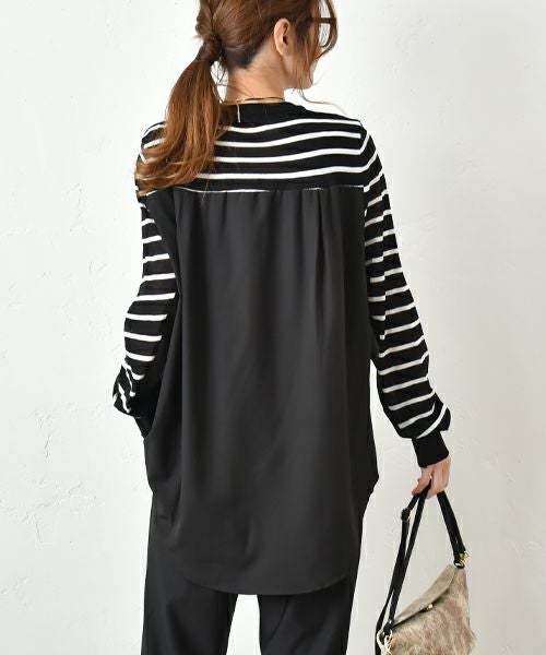 HUMS｜異素材切り替えニット [[700152]][C]