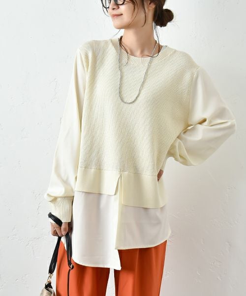 HUMS｜異素材切り替えカットソー [[800152]][C]