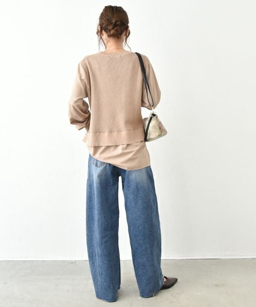 HUMS｜異素材切り替えカットソー [[800152]][C]