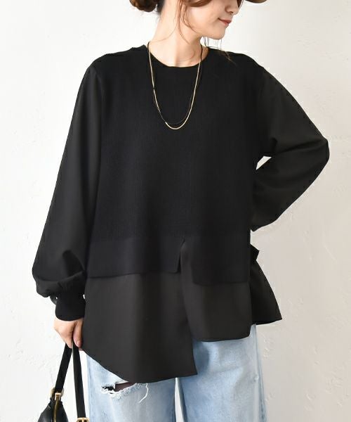 HUMS｜異素材切り替えカットソー [[800152]][C]