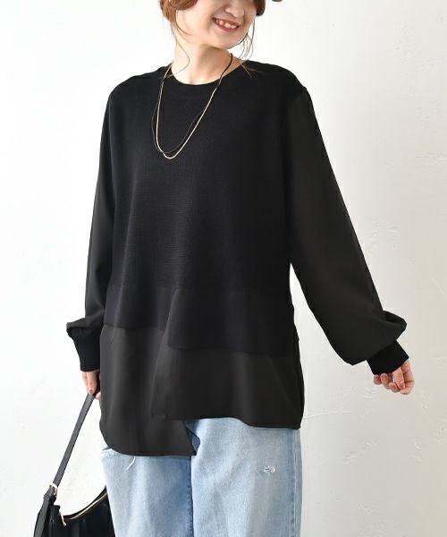 HUMS｜異素材切り替えカットソー [[800152]][C]