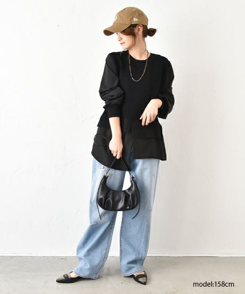 HUMS｜異素材切り替えカットソー [[800152]][C]