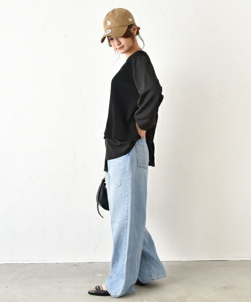 HUMS｜異素材切り替えカットソー [[800152]][C]