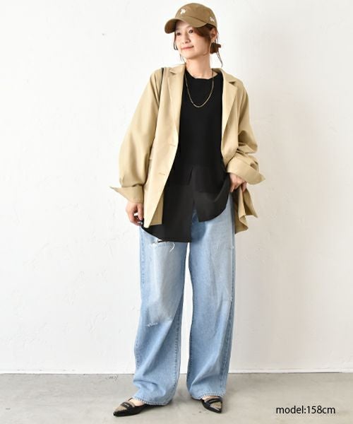 HUMS｜異素材切り替えカットソー [[800152]][C]