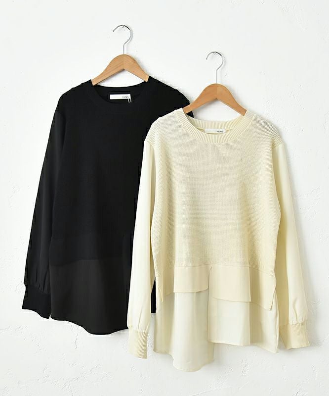 HUMS｜異素材切り替えカットソー [[800152]][C]