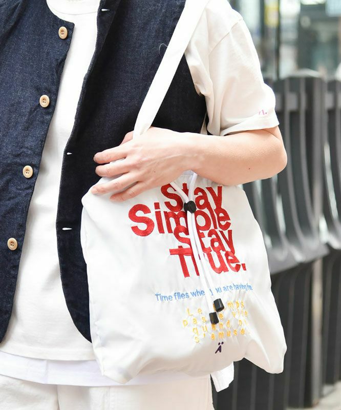 Ampersand｜2way embroidery nylon bag L [[ER25-S81]][C]