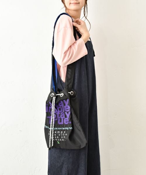 Ampersand｜2way embroidery nylon bag L [[ER25-S81]][C]
