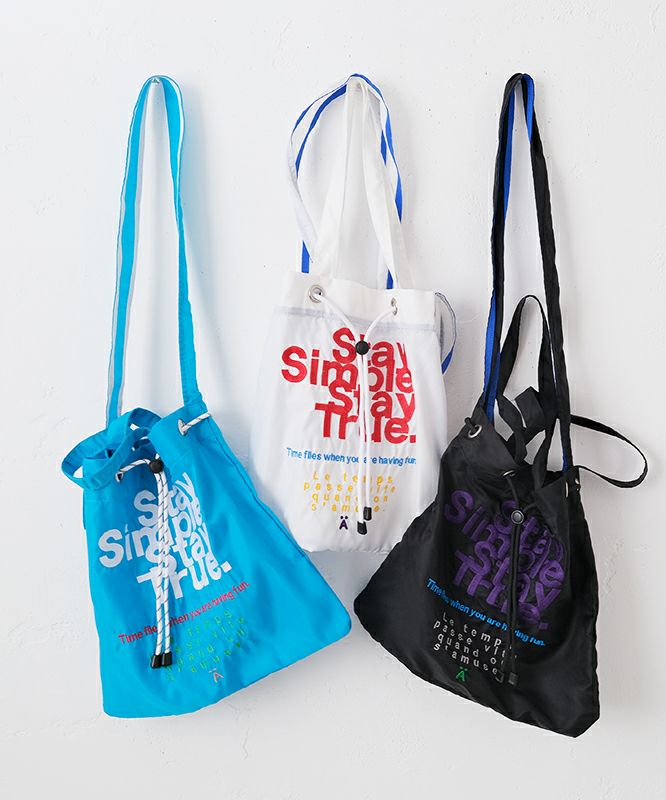 Ampersand｜2way embroidery nylon bag L [[ER25-S81]][C]