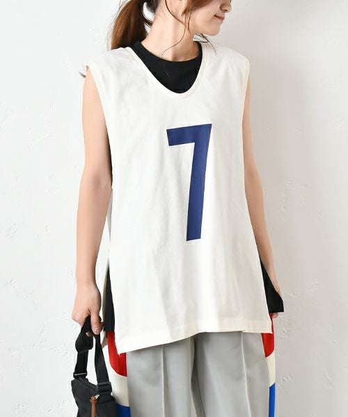 Gives a sense of fullment｜リメイクプリントノースリーブTee [[852361]][C]