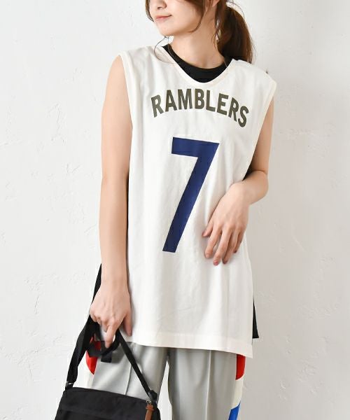 Gives a sense of fullment｜リメイクプリントノースリーブTee [[852361]][C]